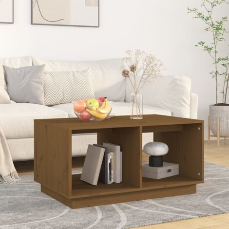 Mesa de centro madera maciza de pino marrón miel 80x50x40 cm vidaXL