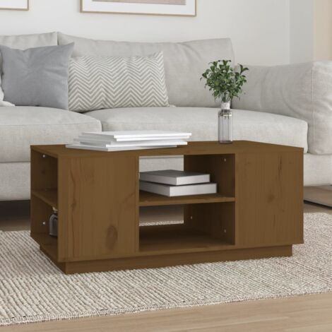 Mesa de centro madera maciza de pino marrón miel 90x49x40,5 cm vidaXL