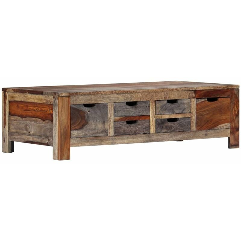

Mesa de centro madera maciza de sheesham gris 100x50x30 cm