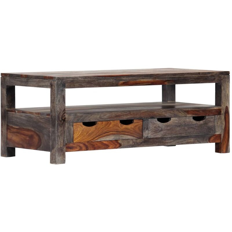 

Mesa de centro madera maciza de sheesham gris 100x50x40 cm