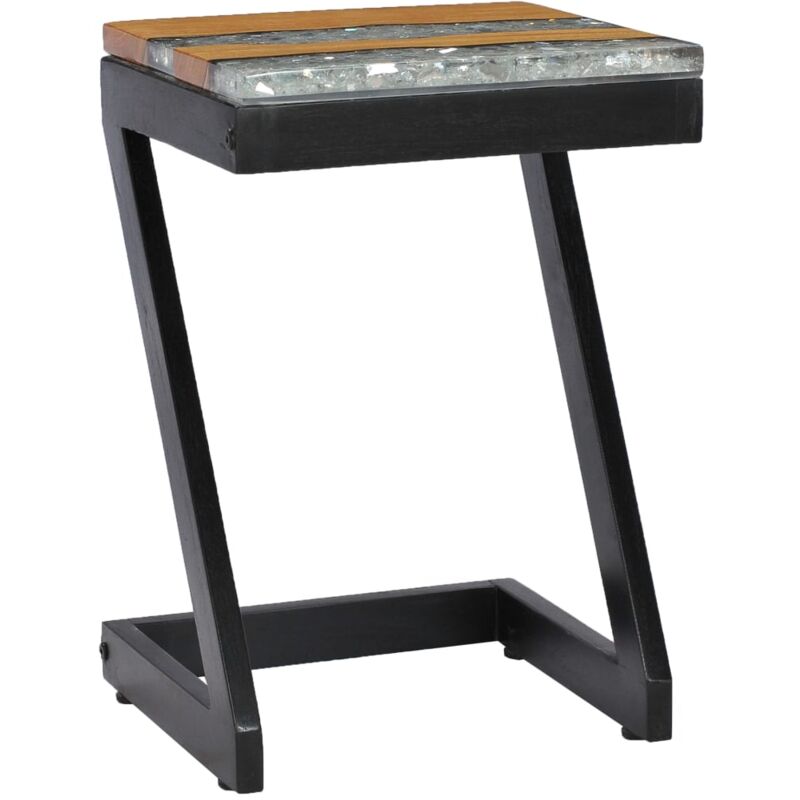 

vidaXL Mesa de centro madera maciza de teca y polirresina 30x30x50 cm - Multicolor
