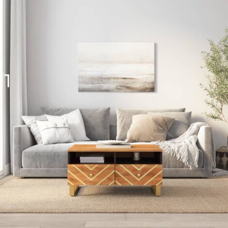 Mesa de centro madera maciza mango negro y marrón 80x54x40 cm vidaXL