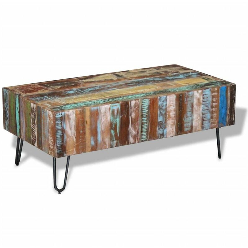 

Mesa de centro madera maciza reciclada 100x50x38 cm