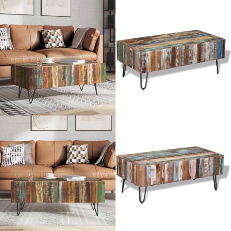 Mesa de centro madera maciza reciclada 100x50x38 cm - Madera reciclada - Mesa de salón