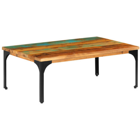 Mesa de centro madera maciza reciclada 100x60x35 cm