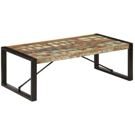 Mesa de centro madera maciza reciclada 120x60x40 cm