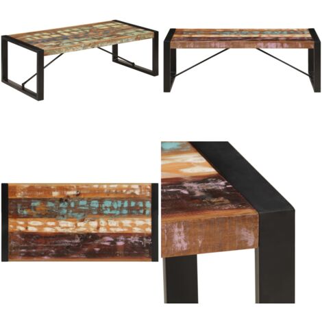 Mesa de centro madera maciza reciclada 120x60x40 cm - Madera reciclada - Mesa de centro industrial