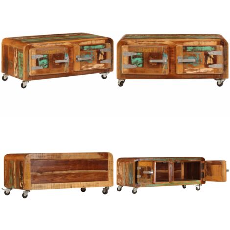 Mesa de centro madera maciza reciclada 85x55x40 cm - Madera reciclada - Mesa de centro de madera