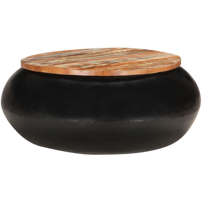 

Mesa de centro madera maciza reciclada negra 68x68x30 cm - Negro