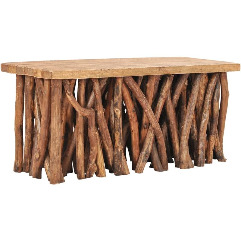 

Mesa de centro madera maciza reciclada y teca 100x40x47,5 cm