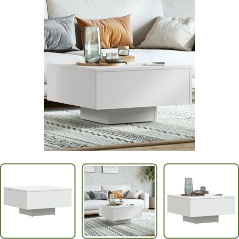 Mesa de centro madera -  Mesa de centro madera contrachapada blanco 60x60x31,5 cm
