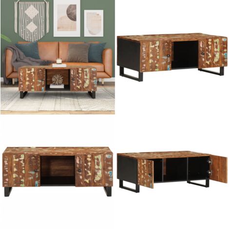 Mesa de centro madera reciclada y contrachapada 100x54x40 cm - Madera reciclada - Madera maciza