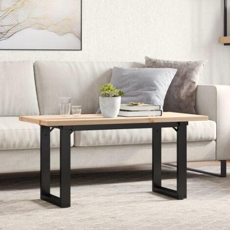 Mesa de centro marco O madera maciza pino y acero 100x50x45,5cm