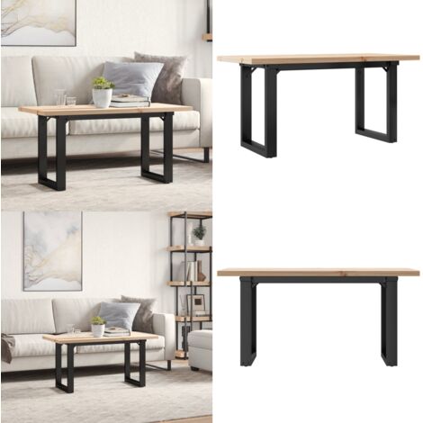 Mesa de centro marco O madera maciza pino y acero 100x50x45,5cm - Mesa de salón - Madera maciza