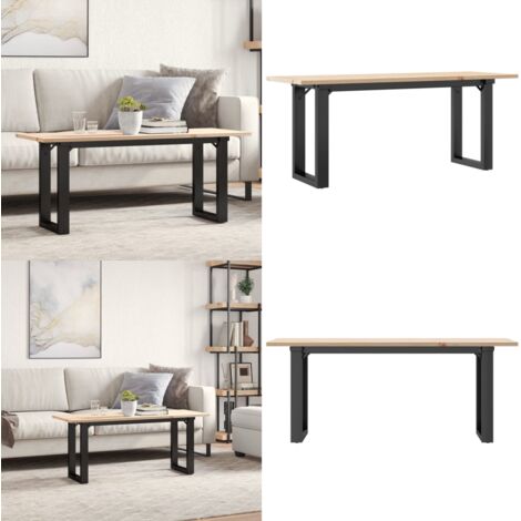Mesa de centro marco O madera maciza pino y acero 110x40x45 cm - Madera maciza - Mesa de salón