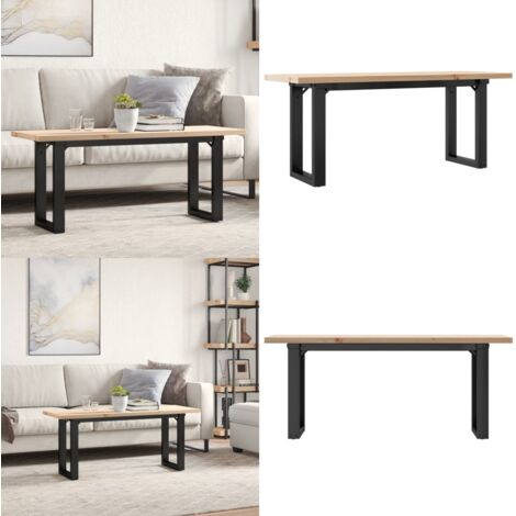 Mesa de centro marco O madera maciza pino y acero 110x40x45,5cm - Madera maciza - Mesa de salón