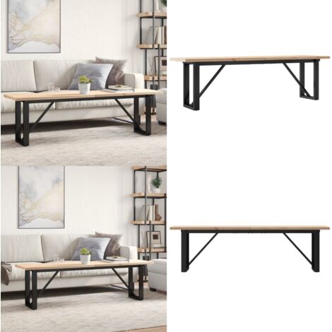 Mesa de centro marco O madera maciza pino y acero 160x40x45,5cm - Mesa de salón - Madera maciza