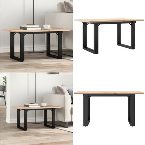 Mesa de centro marco O madera maciza pino y acero 80x50x40 cm - Madera maciza - Mesa de salón