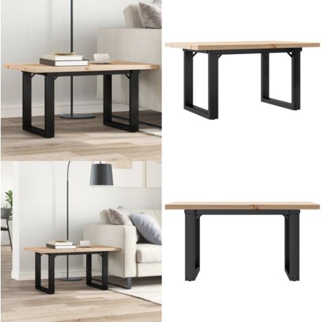 Mesa de centro marco O madera maciza pino y acero 80x50x40,5 cm - Madera maciza - Mesa de salón