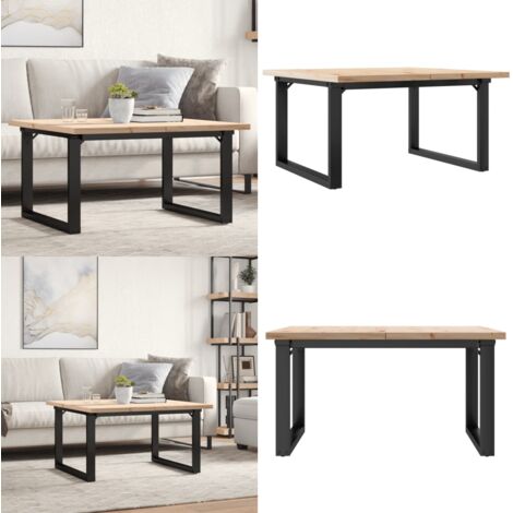 Mesa de centro marco O madera maciza pino y acero 80x80x45,5 cm - Mesa de salón - Madera maciza
