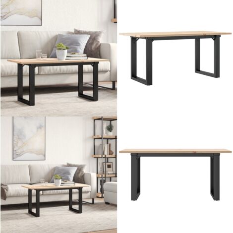 Mesa de centro marco O madera maciza pino y acero 90x40x35 cm - Mesa de salón - Madera maciza