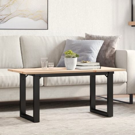 Mesa de centro marco O madera maciza pino y acero 90x40x35 cm vidaXL