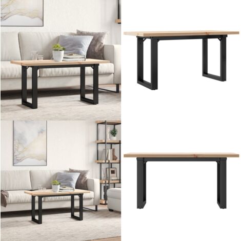 Mesa de centro marco O madera maciza pino y acero 90x40x45,5 cm - Mesa de salón - Madera maciza
