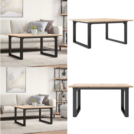 Mesa de centro marco O madera maciza pino y acero 90x90x45 cm - Madera maciza - Mesa de salón