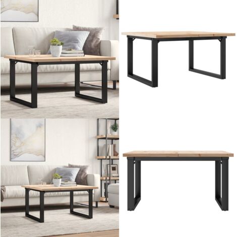 Mesa de centro marco O madera maciza pino y acero 90x90x45,5 cm - Madera maciza - Mesa de salón