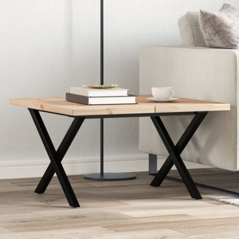 Mesa de centro marco X madera maciza pino y acero 60x60x40,5 cm vidaXL