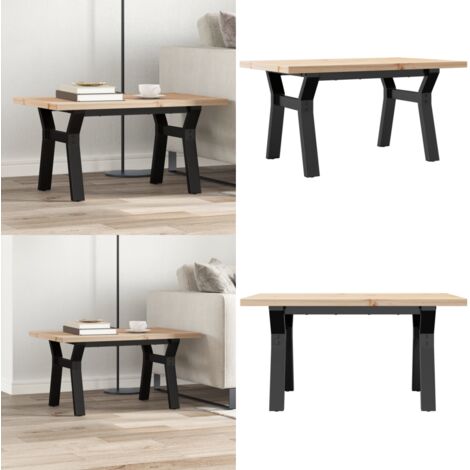 Mesa de centro marco Y madera maciza pino y acero 80x50x40,5 cm - Madera maciza - Mesa de salón