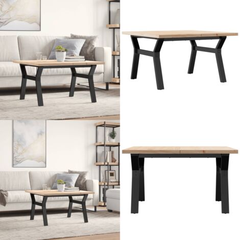 Mesa de centro marco Y madera maciza pino y acero 80x80x45,5 cm - Madera maciza - Mesa de salón