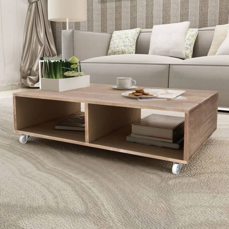 

Mesa de centro marrón madera maciza