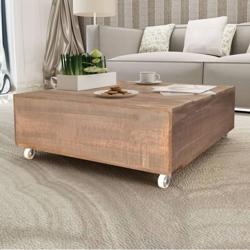 

Mesa de centro marrón madera maciza