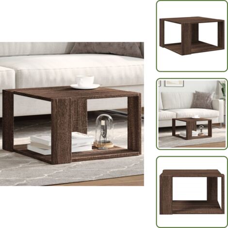Mesa de centro marrón roble - vidaXL Mesa de centro madera ingeniería marrón roble 51,5x51,5x30 cm - Mesa de centro con almacenamiento