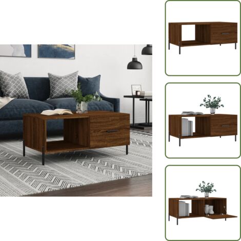 Mesa de centro marrón - vidaXL Mesa de centro madera contrachapada roble marrón 90x50x40 cm - Mesa de centro roble