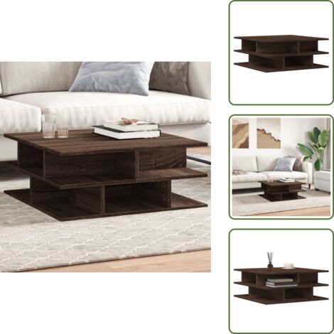 Mesa de centro marrón - vidaXL Mesa de centro madera de ingeniería roble marrón 70x70x29 cm -