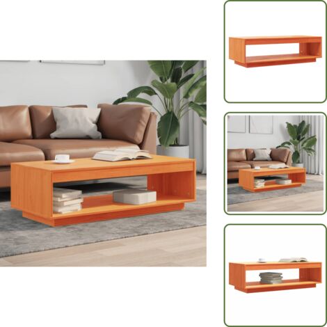 Mesa de centro marrón - vidaXL Mesa de centro madera maciza de pino marrón cera 110x50x33,5 cm - Mesa de centro decorativa