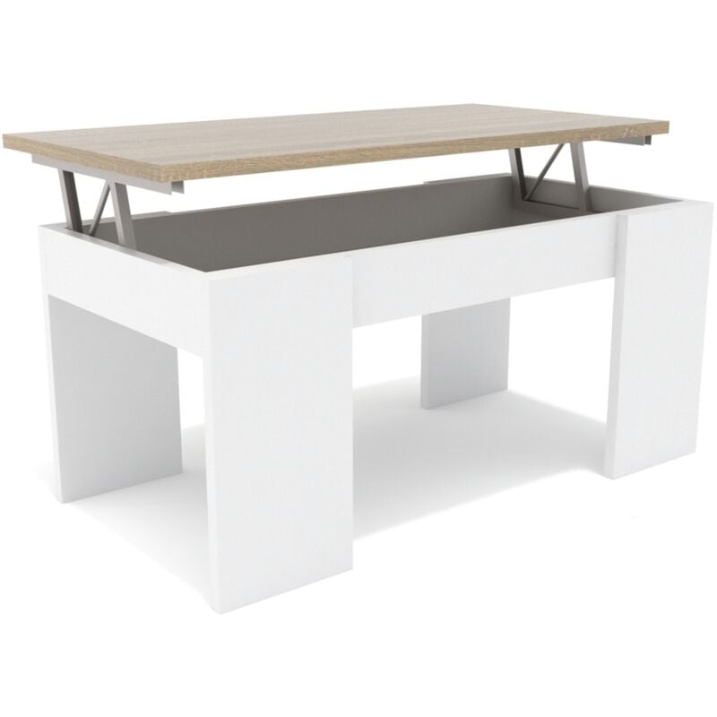 

Mesa de Centro elevable MC-4 - Blanco/Roble