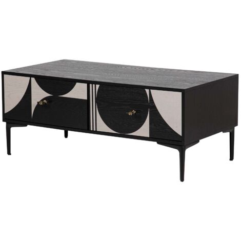 Mesa De Centro Mdf Metal Negro Blanco 110X56X45 Cm