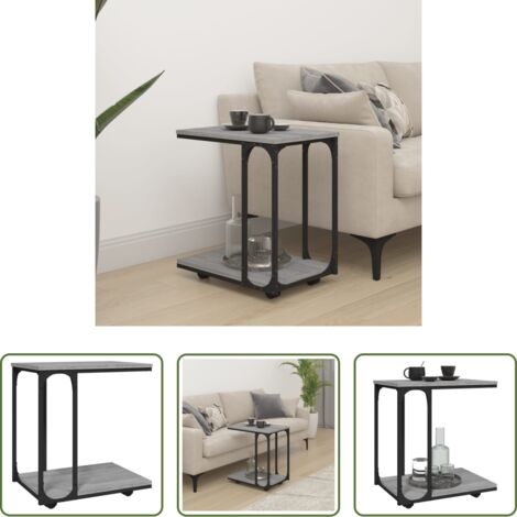 Mesa de centro -  Mesa auxiliar con ruedas madera gris Sonoma 50x35x55,5 cm