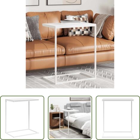 Mesa de centro -  Mesa auxiliar de madera contrachapada blanco 55x35x66 cm