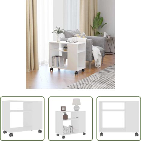 Mesa de centro -  Mesa auxiliar de madera contrachapada blanco 70x35x55 cm