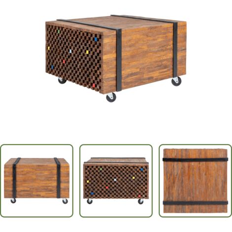 Mesa de centro -  Mesa auxiliar de madera de teca 60x60x38 cm