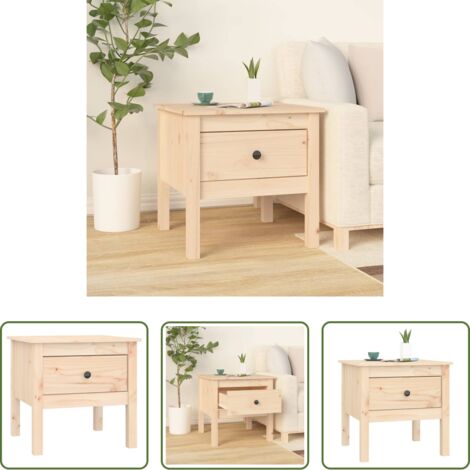 Mesa de centro -  Mesa auxiliar de madera maciza de pino 50x50x49 cm