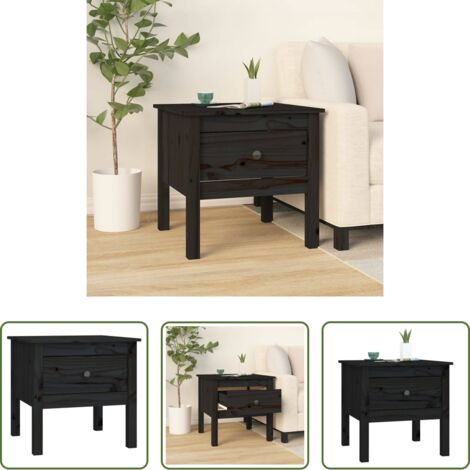 Mesa de centro -  Mesa auxiliar de madera maciza de pino negro 50x50x49 cm