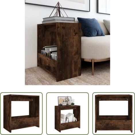 Mesa de centro -  Mesa auxiliar madera contrachapada roble ahumado 50x26x50 cm