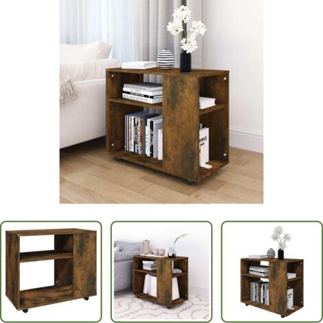 Mesa de centro -  Mesa auxiliar madera contrachapada roble ahumado 70x35x55 cm