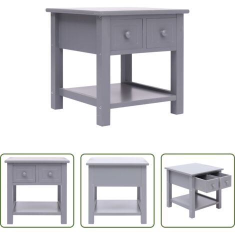 Mesa de centro -  Mesa auxiliar madera de Paulownia gris 40x40x40 cm