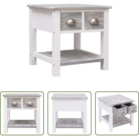 Mesa de centro -  Mesa auxiliar madera de Paulownia gris 40x40x40 cm